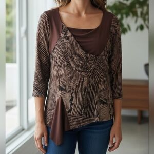 Brown Patterned Women's Top